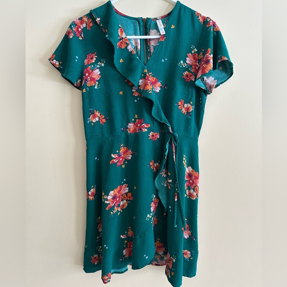 Target Orange and Green Tie Front Wrap Sundress